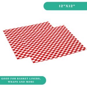 12"x12" Red Checkered Greaseproof Paper