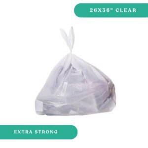 26x36" Clear Garbage Bags - Extra Strong