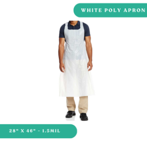 28 x 46 White Poly Apron 1.5Mil