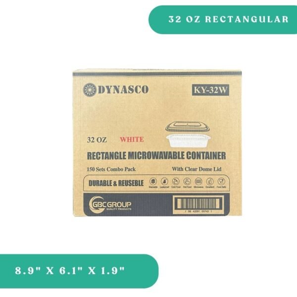 32oz Rectangular Container + Lid