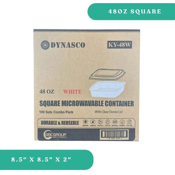 48oz Square Container + Lid (KY48W)