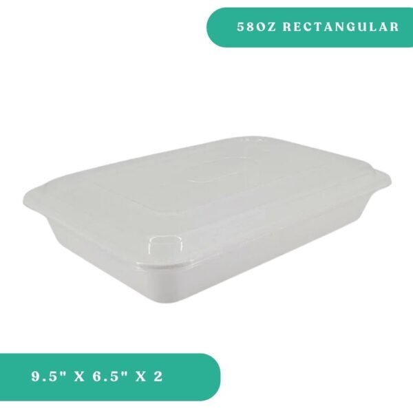 58oz Rectangular Plastic Container + Lid