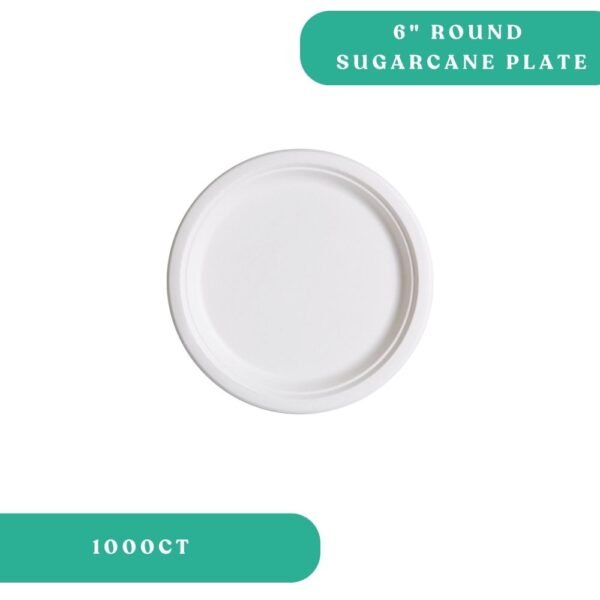 6" Round Sugarcane Plates
