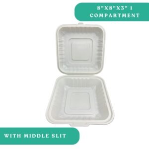 8x8x3" 1 Compartment PP Clamshell with Slit