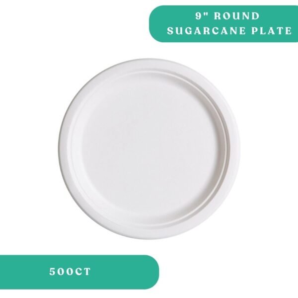 9" Round Sugarcane Plates