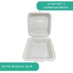 9x9x3" 1 Compartment Plastic Clamshell with Slit