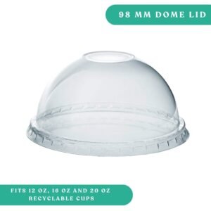 Dome Lid for 12 to 20oz Recyclable Plastic Cup