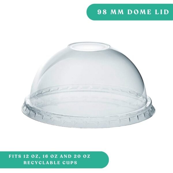 Dome Lid for 12 to 20oz Recyclable Plastic Cup