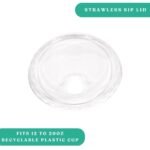Strawless Sip Lid For 12 to 20oz Recyclable Plastic Cup