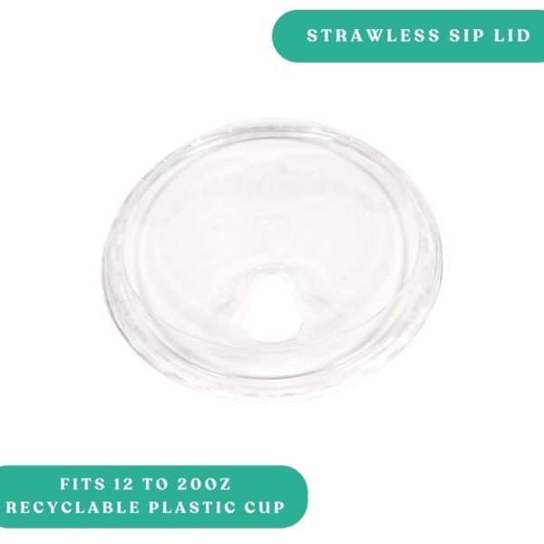 Strawless Sip Lid For 12 to 20oz Recyclable Plastic Cup