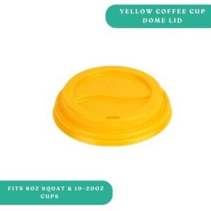 Yellow Dome Coffee Lid - Fits 8oz Squat, 10 - 20oz